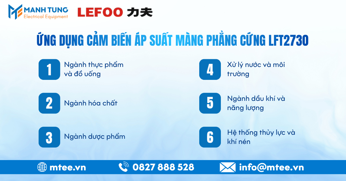 Ứng dụng Cảm biến áp suất màng phẳng cứng LFT2730