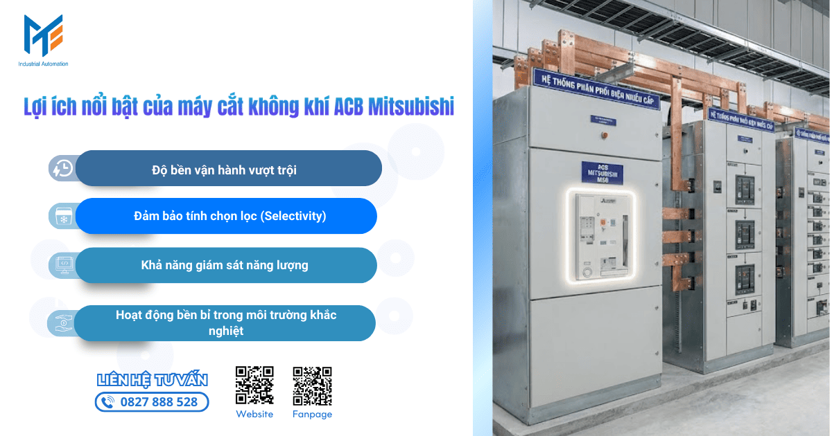 Lợi ích nổi bật của máy cắt không khí ACB Mitsubishi