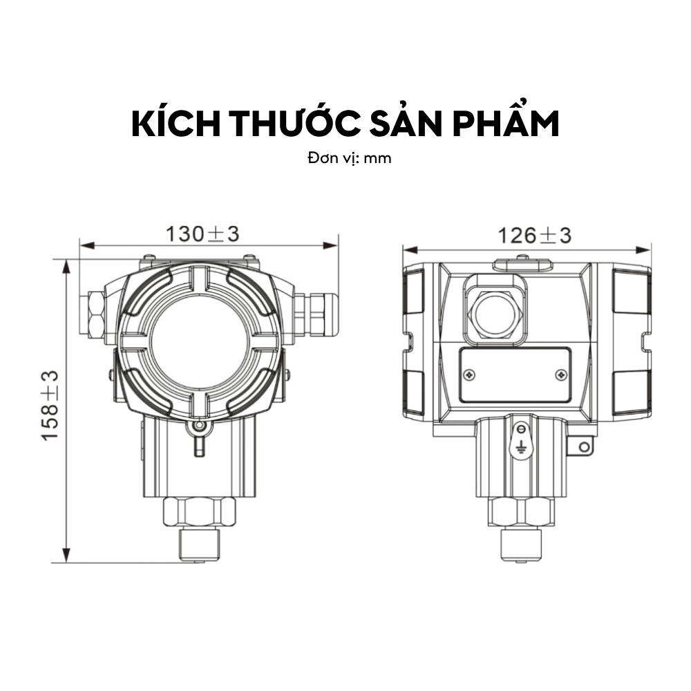 Kích thước Cảm biến áp suất chống cháy nổ LFT6210