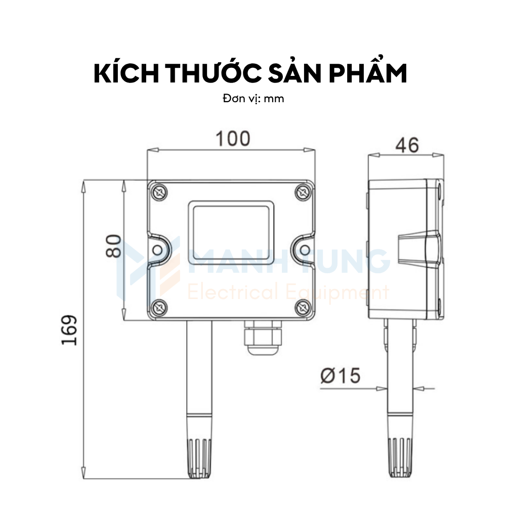 Kích thước Cảm biến nhiệt độ độ ẩm công nghiệp LFH30