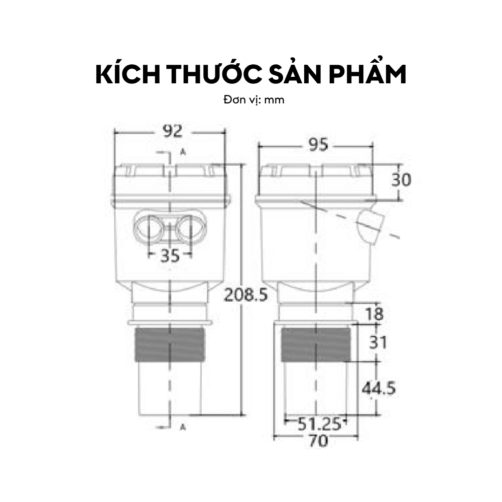 Kích thước Cảm biến siêu âm tích hợp LFUD101