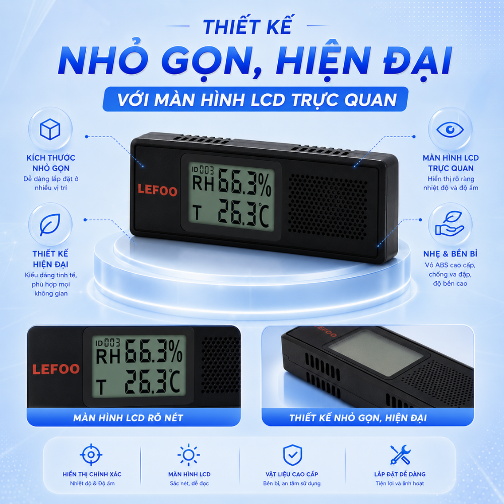Thiết kế nhỏ gọn, hiện đại với màn hình LCD trực quan