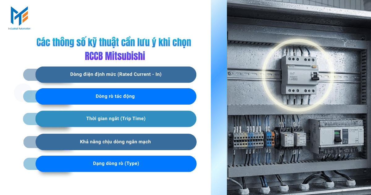 Các thông sỗ kỹ thuật cần lưu ý khi chọn RCCB Mitsubishi