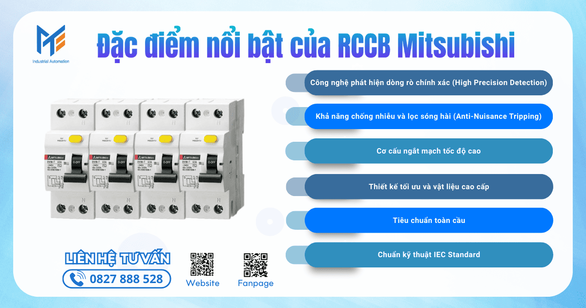 Đặc điểm nổi bật của RCCB Mitsubishi