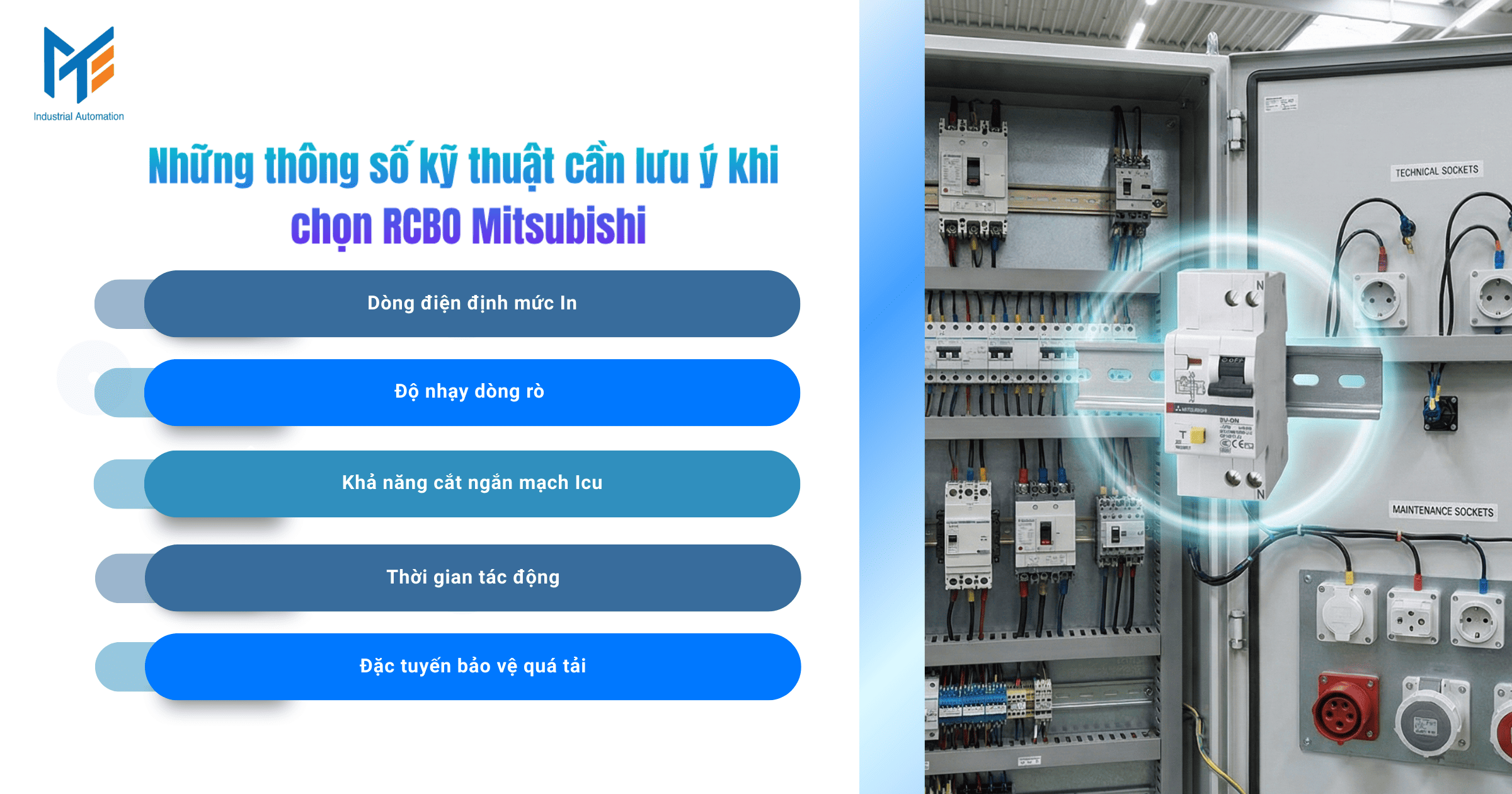 Những thông số kỹ thuật cần lưu ý khi chọn RCBO Mitsubishi