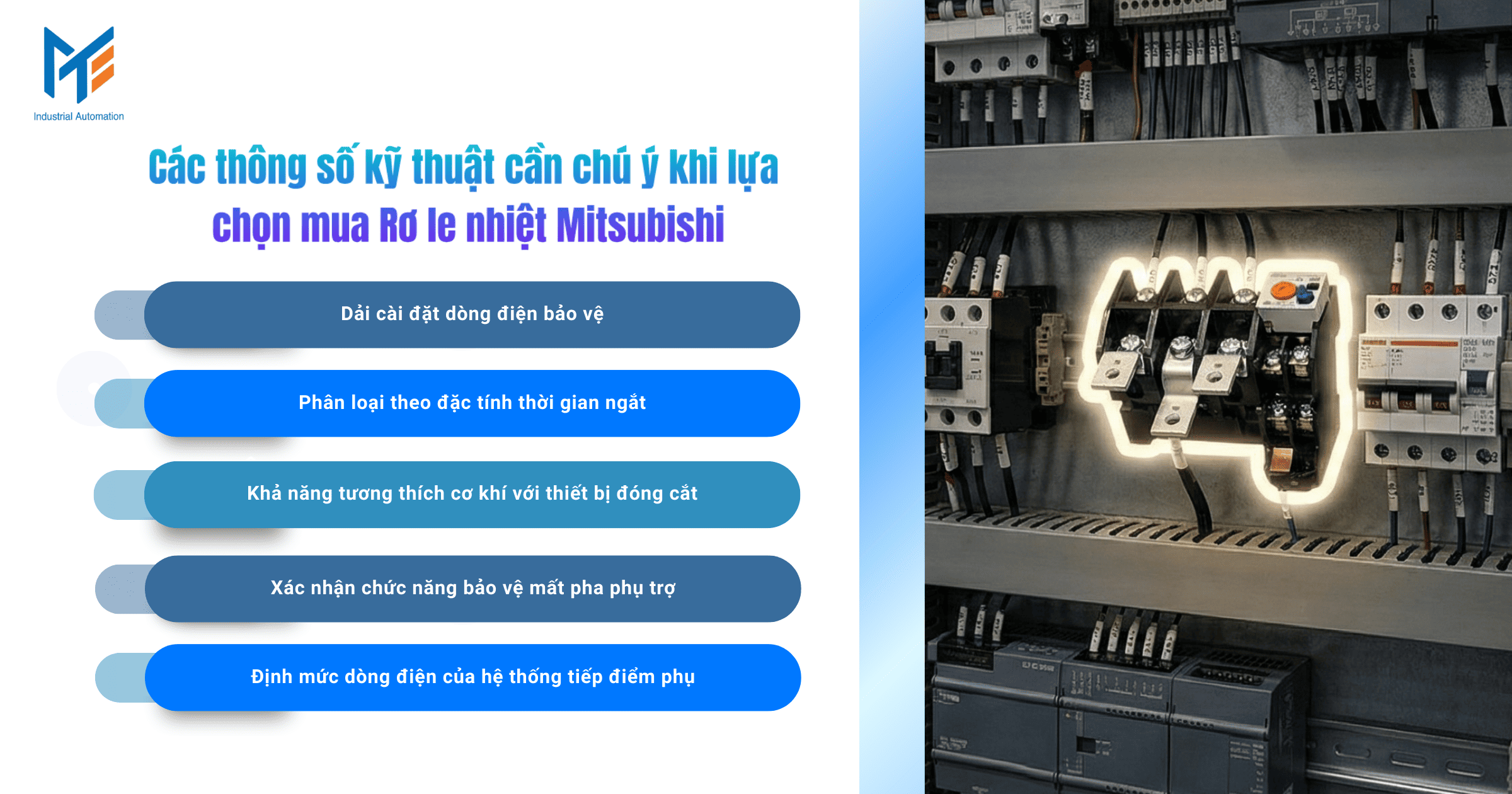 Các thông số kỹ thuật cần chú ý khi lựa chọn mua Rơ le nhiệt Mitsubishi