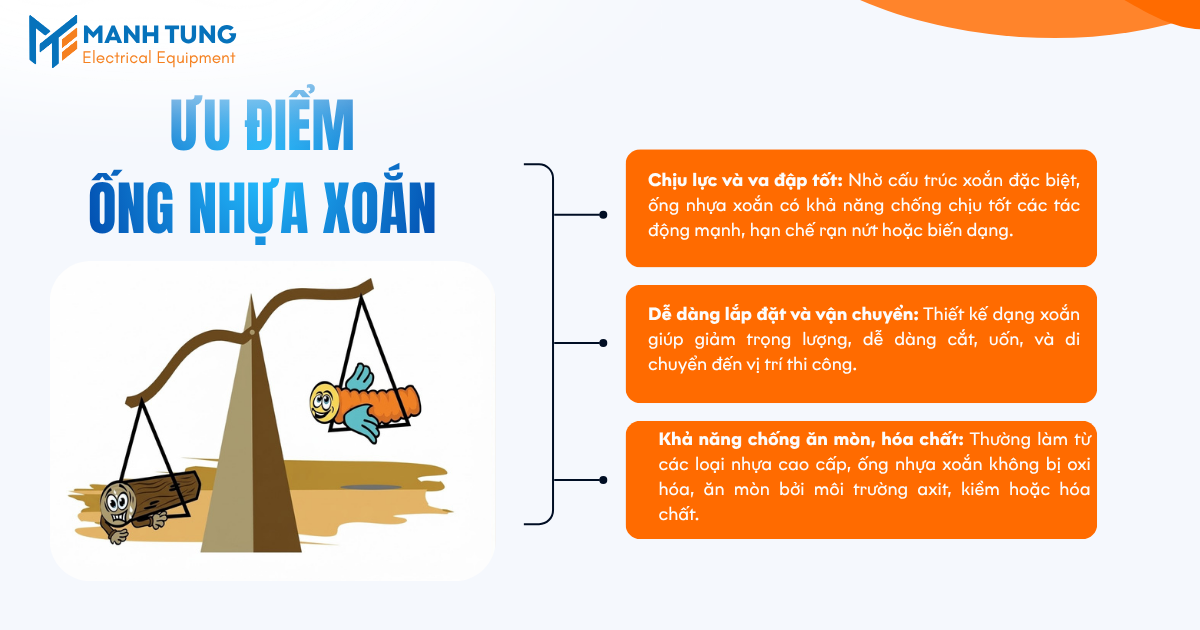 Ưu điểm của ống nhựa xoắn