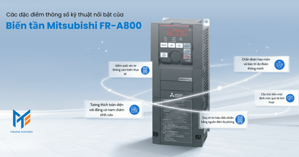 Các đặc điểm thông số kỹ thuật nổi bật của Biến tần Mitsubishi FR-A800