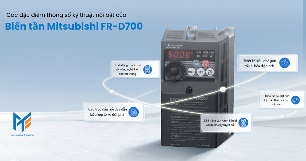 Các đặc điểm thông số kỹ thuật nổi bật của Biến tần Mitsubishi FR-D700
