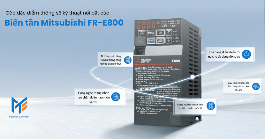 Các đặc điểm thông số kỹ thuật nổi bật của Biến tần Mitsubishi FR-E800