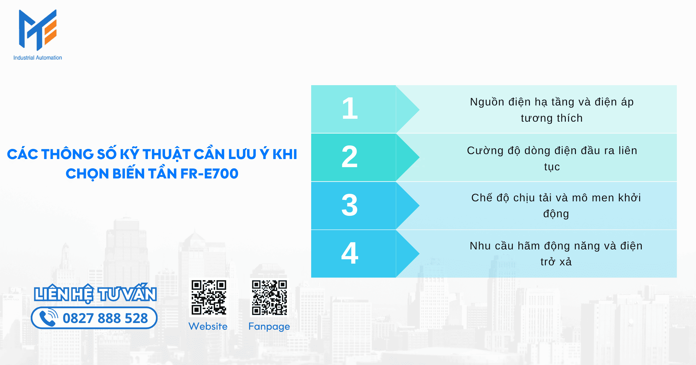 Các thông số kỹ thuật cần lưu ý khi chọn biến tần FR-E700