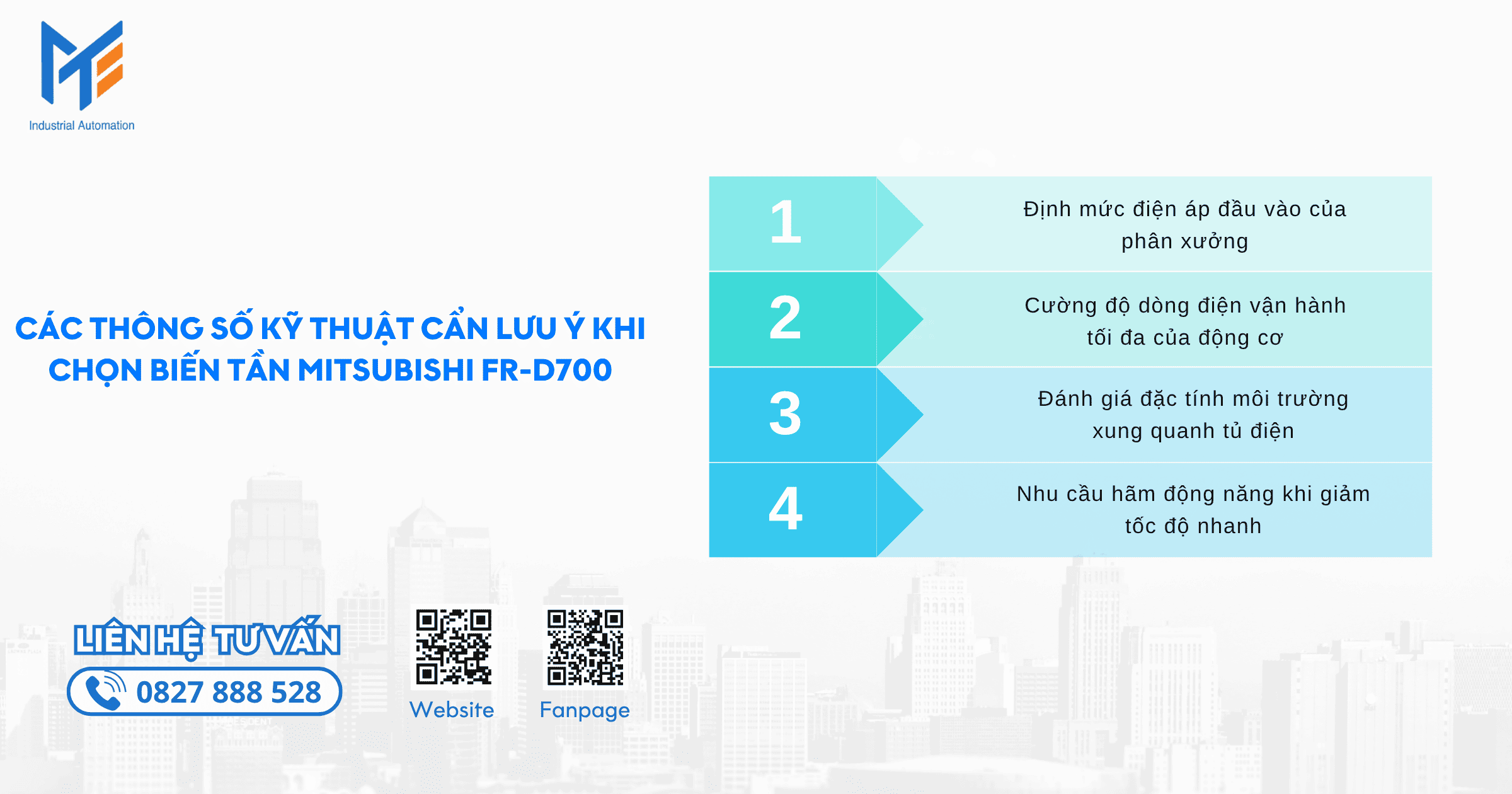 Các thông số kỹ thuật cần lưu ý khi chọn biến tần Mitsubishi FR-D700