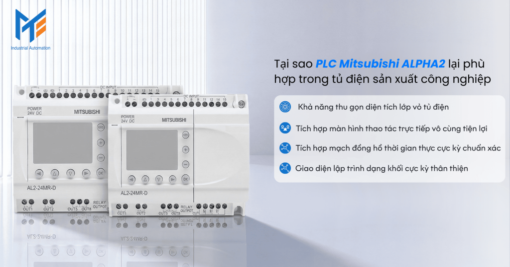 Tại sao PLC Mitsubishi ALPHA2 lại phù hợp trong tủ điện sản xuất công nghiệp