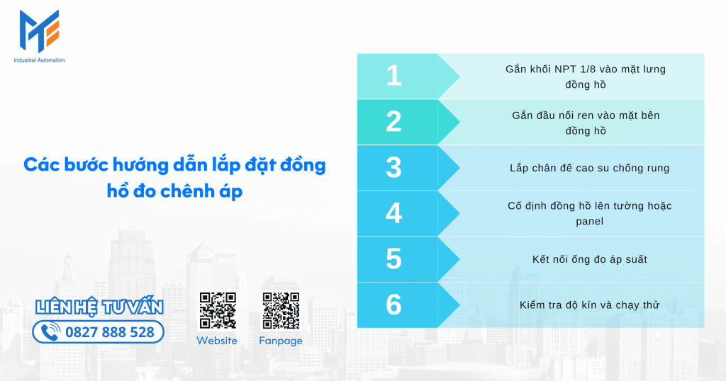 Các bước hướng dẫn lắp đặt đồng hồ đo chênh áp