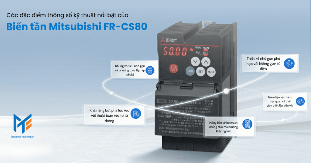 Các đặc điểm thông số kỹ thuật nổi bật của Biến tần Mitsubishi FR-CS80