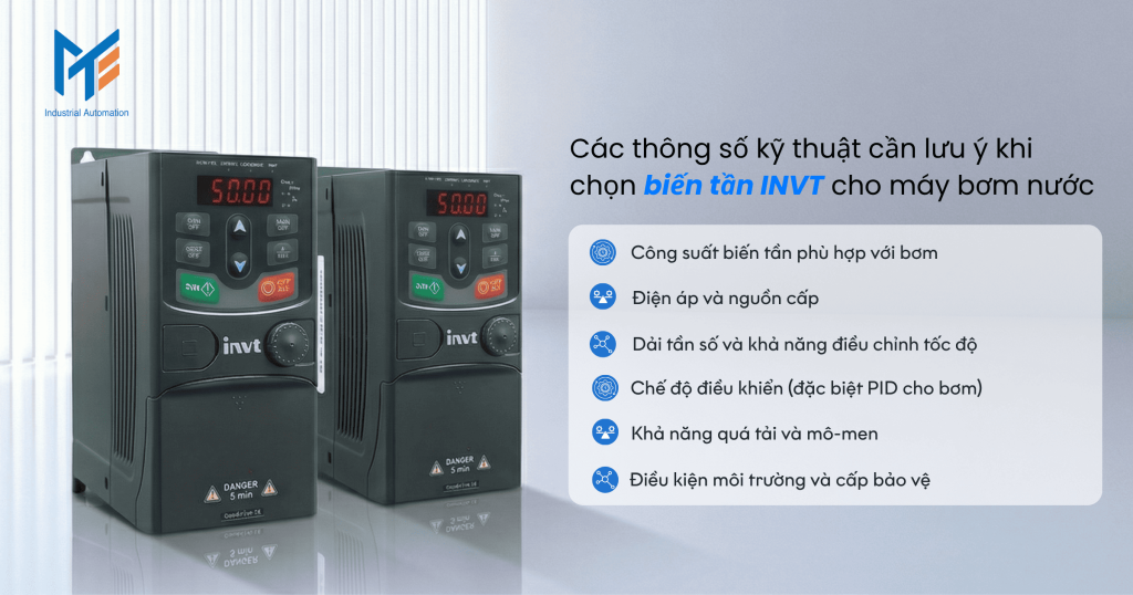 Các thông số kỹ thuật cần lưu ý khi chọn biến tần INVT cho máy bơm nước