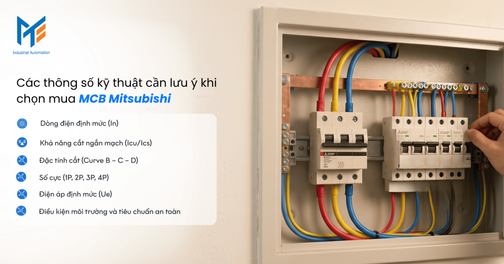 Các thông số kỹ thuật cần lưu ý khi chọn mua MCB Mitsubishi