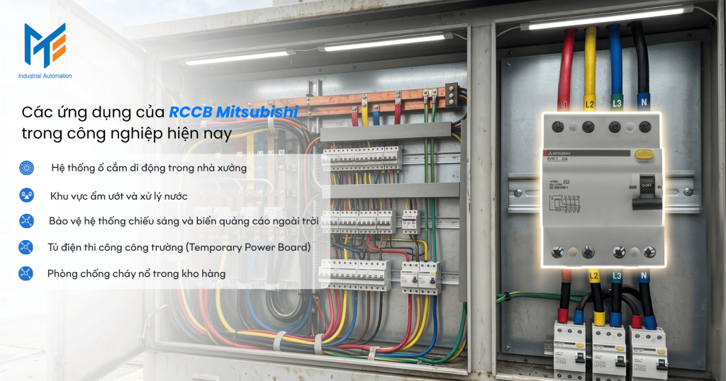 Các ứng dụng của RCCB Mitsubishi trong công nghiệp hiện nay