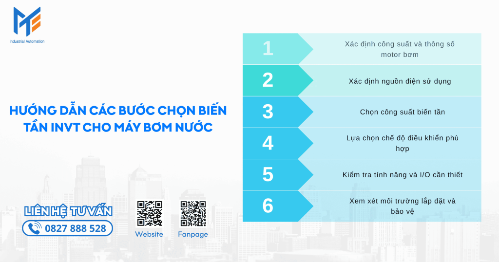 Hướng dẫn các bước chọn biến tần INVT cho máy bơm nước