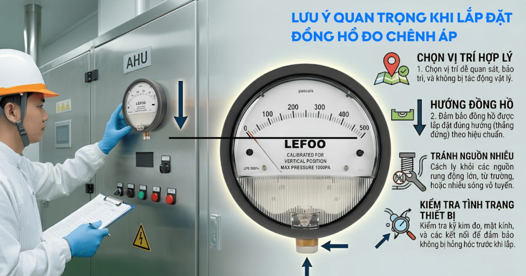 Lưu ý quan trọng khi lắp đặt đồng hồ đo chênh áp