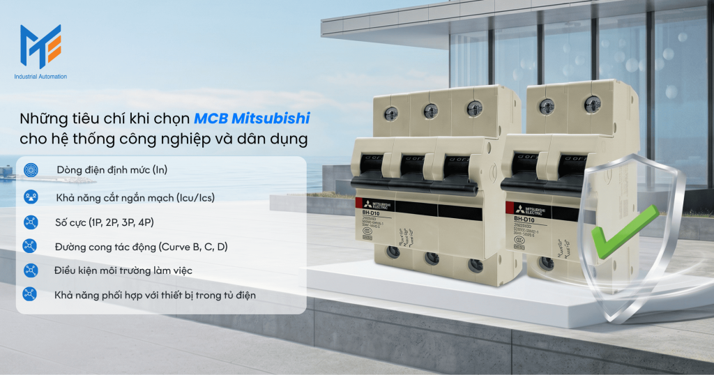 Những tiêu chí khi chọn MCB Mitsubishi cho hệ thống công nghiệp và dân dụng