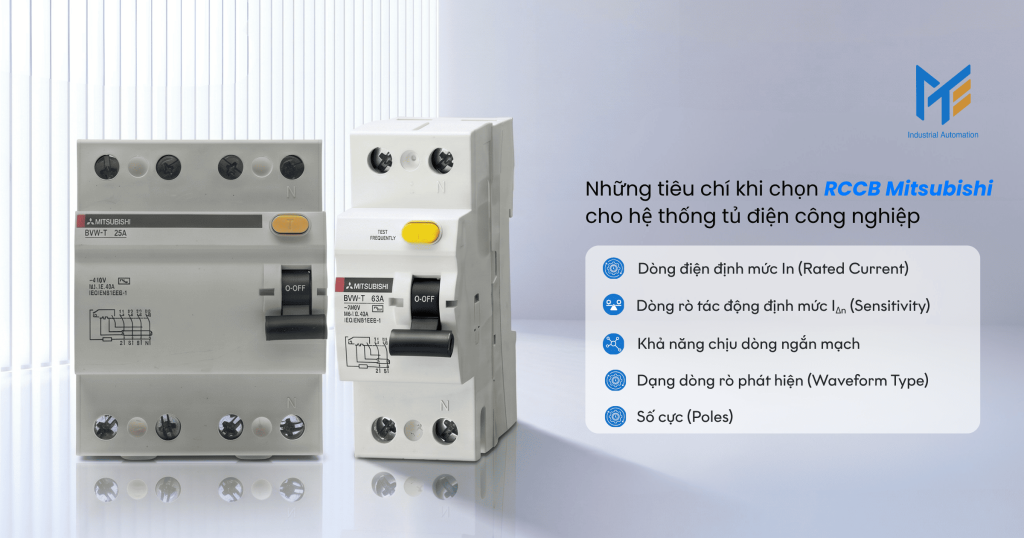 Những tiêu chí khi chọn RCCB Mitsubishi cho hệ thống tủ điện công nghiệp