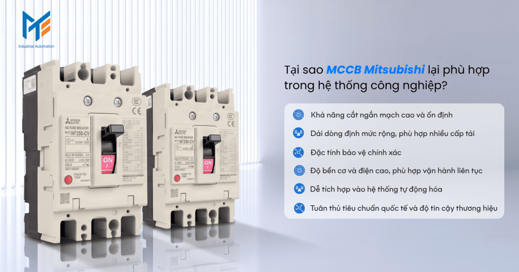 Tại sao MCCB Mitsubishi lại phù hợp trong hệ thống công nghiệp?
