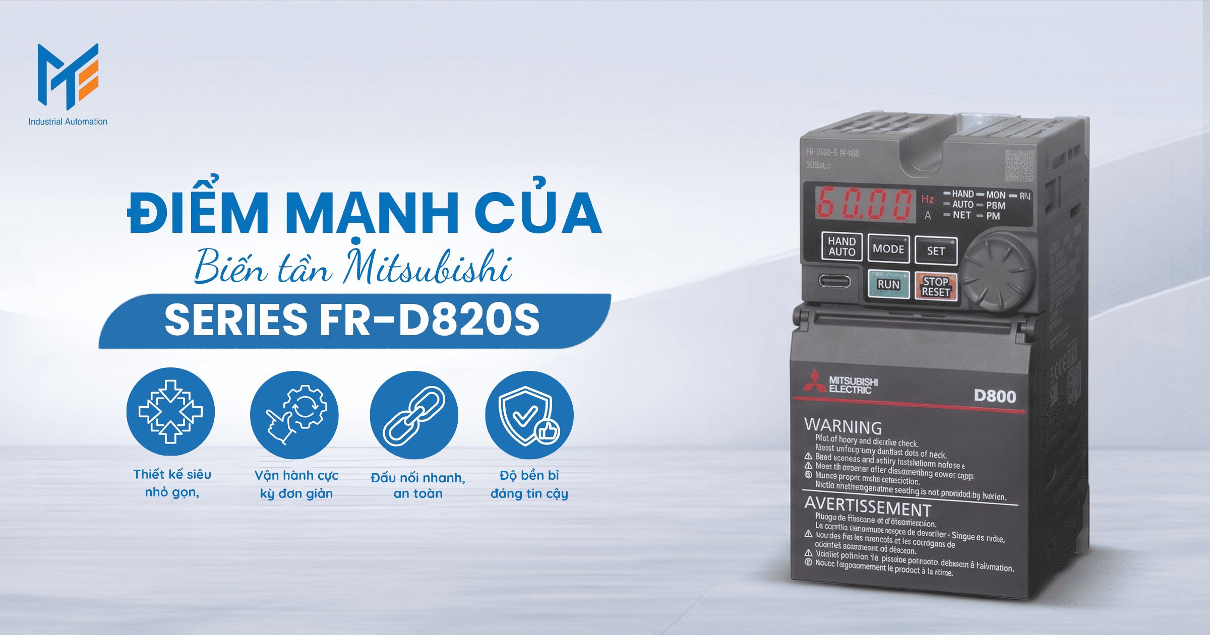 Ưu điểm nổi bật của biến tần Mitsubishi FR-D820S-1P-200V