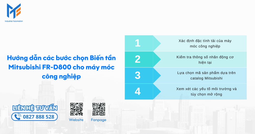 Hướng dẫn các bước chọn Biến tần Mitsubishi FR-D800 cho máy móc công nghiệp