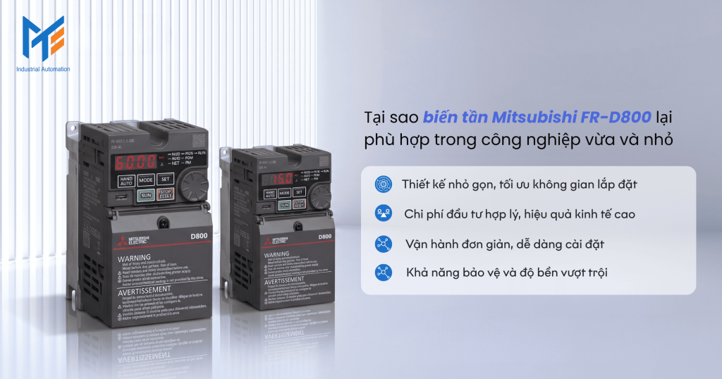 Tại sao biến tần Mitsubishi FR-D800 lại phù hợp trong công nghiệp vừa và nhỏ