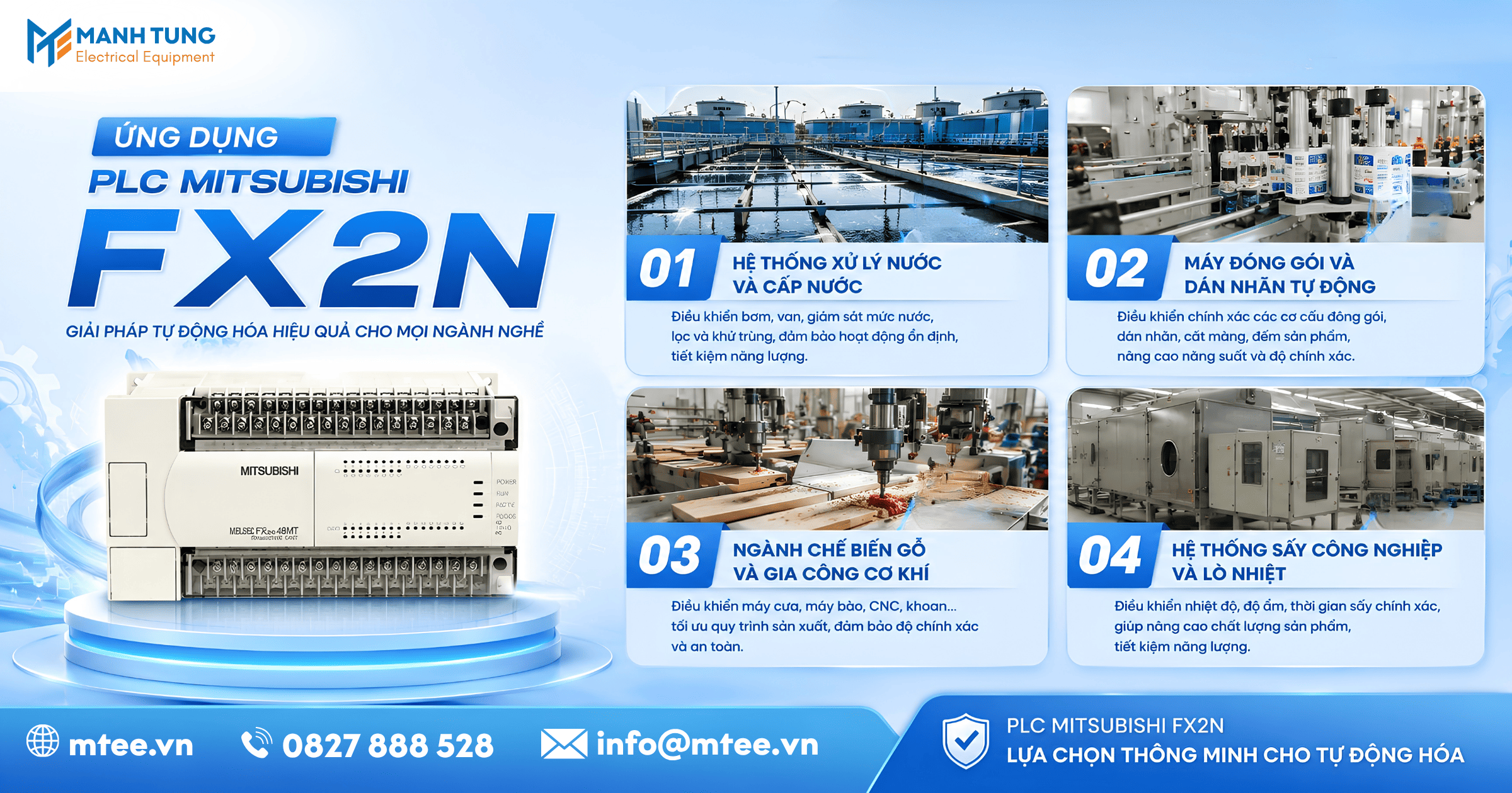 Một số ứng dụng phổ biến của PLC Mitsubishi FX2N trong công nghiệp