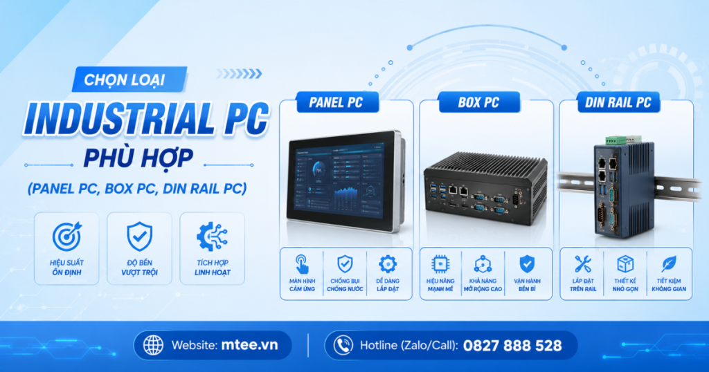 Chọn loại Industrial PC phù hợp (Panel PC, Box PC, DIN Rail PC)