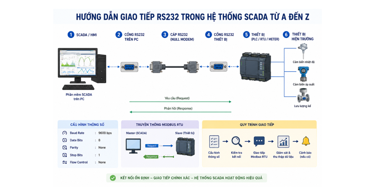 Hướng dẫn giao tiếp RS232 trong hệ thống SCADA từ A đến Z