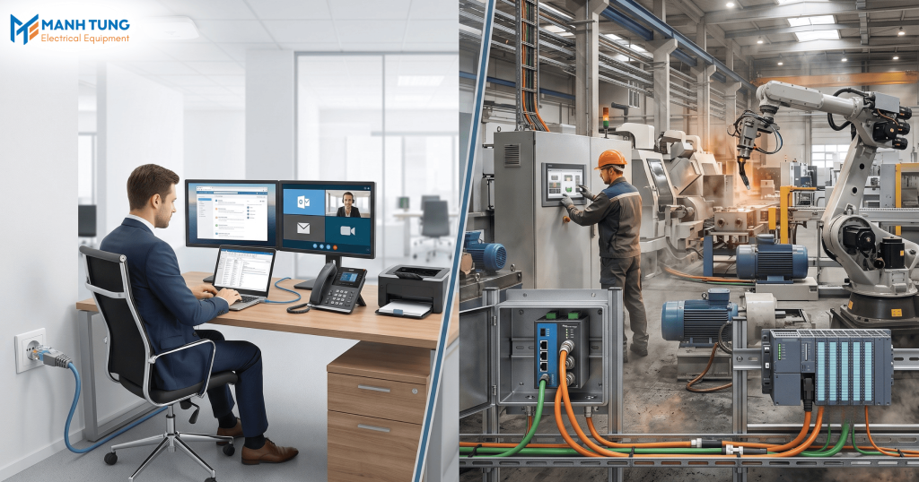 So sánh sự khác nhau giữa Ethernet và Ethernet công nghiệp